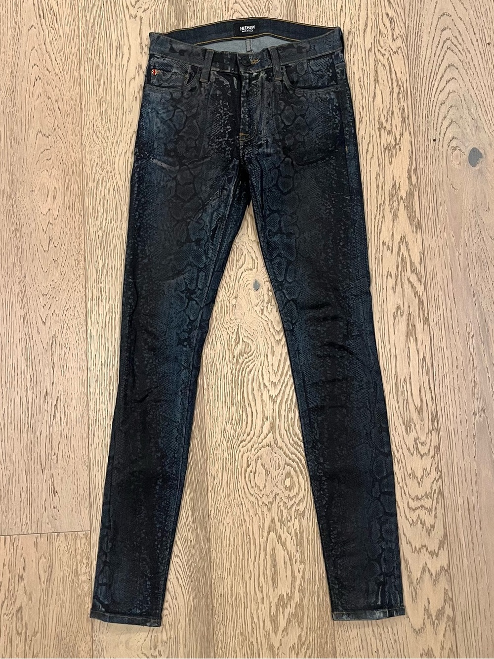 HUDSON Reptile Nico Mid-Rise Waist Stretch Super Skinny Jeans Size 24